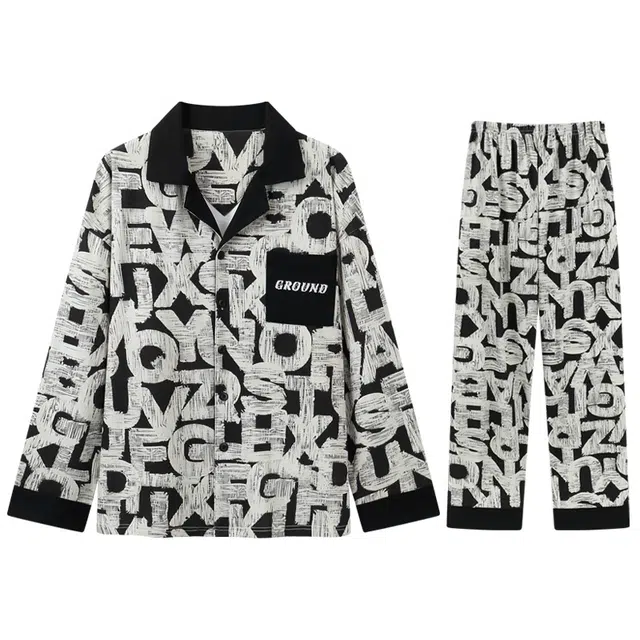 向薇 休闲舒适长袖长裤青少年学生可外穿家居服睡衣套装 男款 图片色