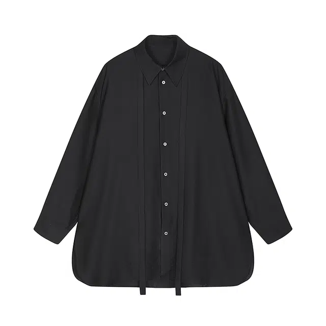 速写 纯色宽松日常简约休闲长袖衬衫 男款