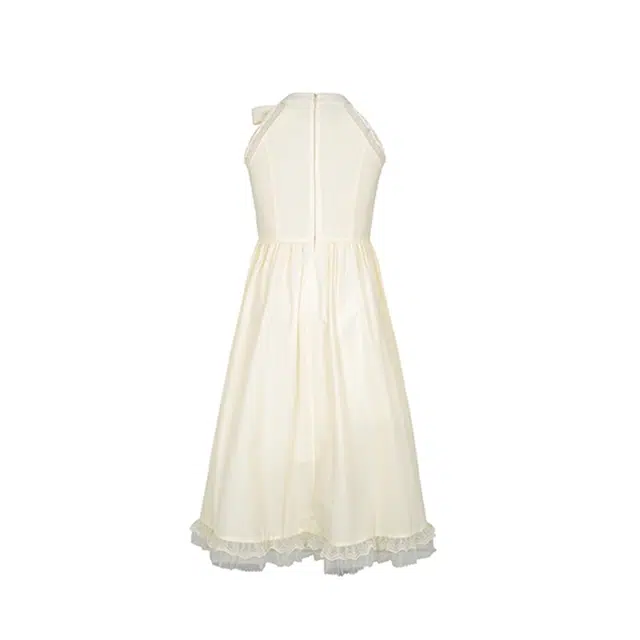 小菊川栗 法式浪漫夏季海边度假风名媛沙滩仙气长裙无袖连衣裙 女款 杏色