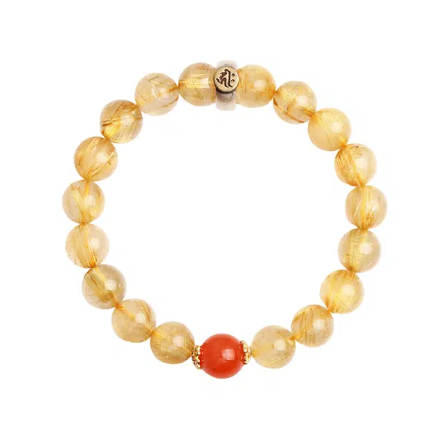 周百福 招财进宝 新中式复古国潮 精致简约高级感百搭 小众设计感转运珠串珠手饰#好运 金发晶 手串 女款