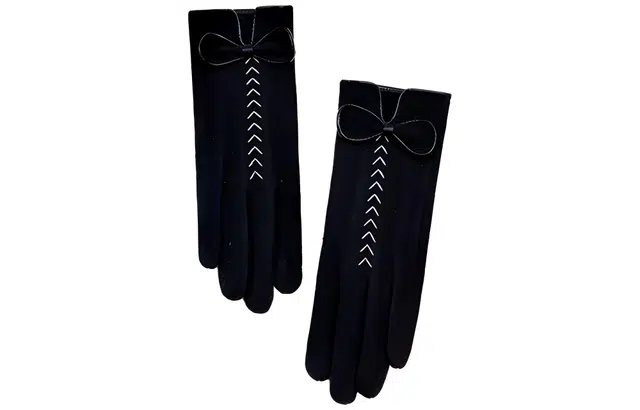 优幽兰 秋冬季电动车骑车设计感氛围感小众五指分指百搭时尚防风防寒通勤护手气质高级感穿搭 绒线手套 女款