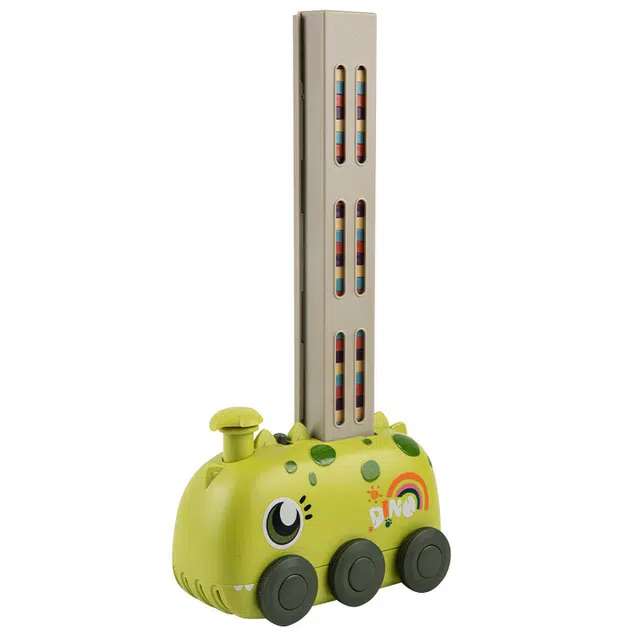 蒙柯 多米诺骨牌小火车 自动发牌投放 早教益智玩具