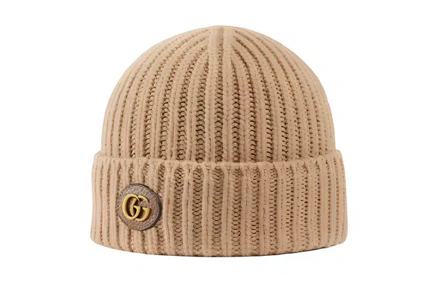 GUCCI Oval Double G Wool Beanie Brown