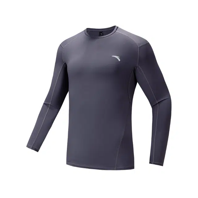 超级安踏 综训系列 纯色圆领舒适百搭长袖针织衫 男款 铁矿灰