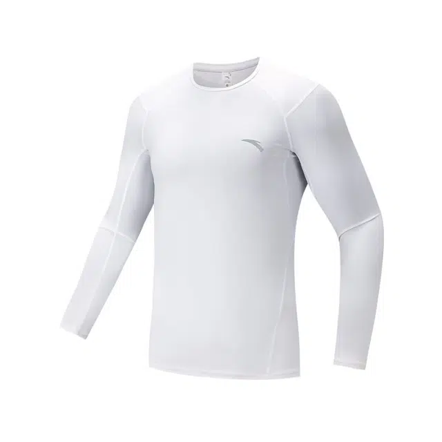 超级安踏 综训系列 纯色圆领舒适百搭长袖针织衫 男款 雪花白