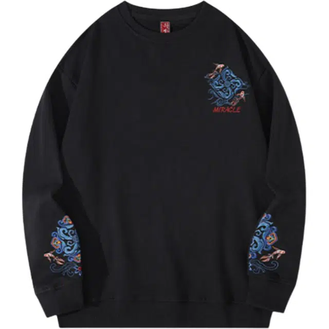 大白鲨 动物图案简约日常休闲舒适圆领长袖宽松卫衣 男款