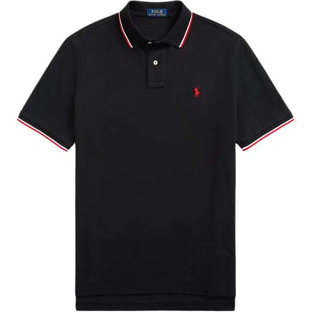 Polo Ralph Lauren Logo Stripe Polo Shirt Black