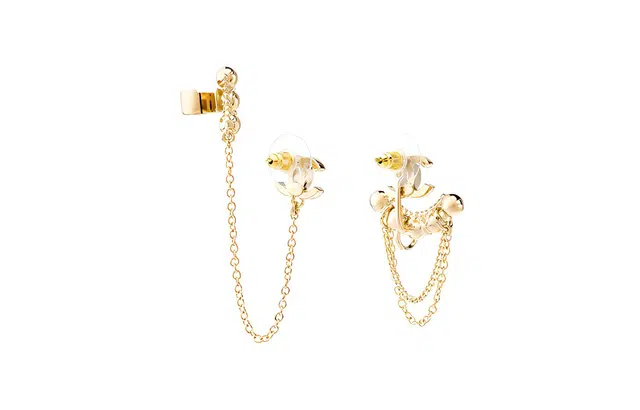 CHANEL Metal Double C Crystal Earrings Gold