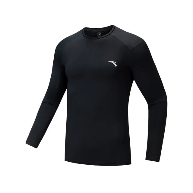 超级安踏 综训系列 纯色圆领舒适百搭长袖针织衫 男款 基础黑