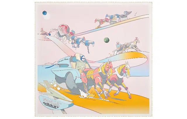 Hermes Space Horse 90cm Scarf Light Pink