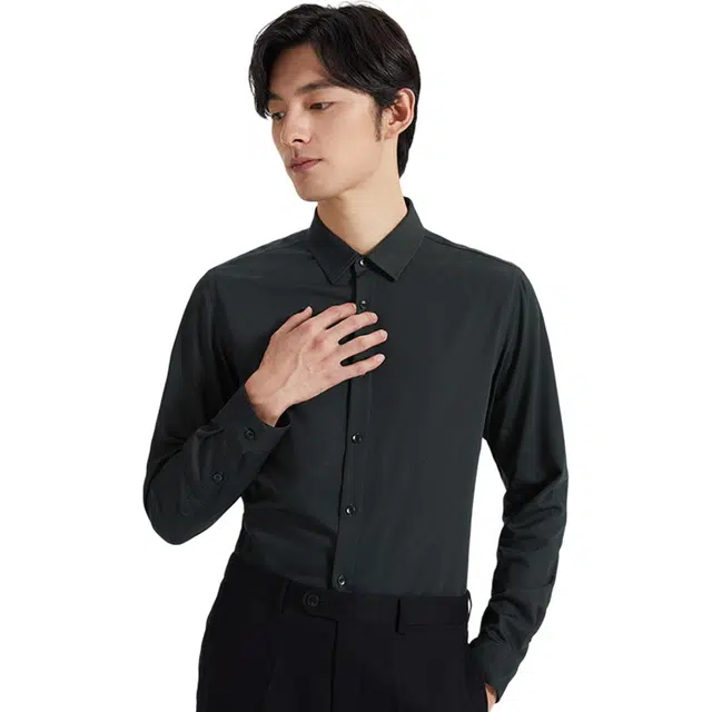 才子 时尚百搭休闲简约纽扣长袖衬衫 男款