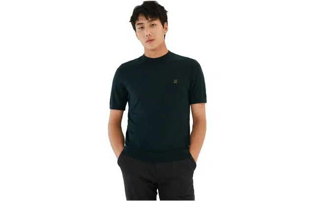 爱登堡 纯色修身短袖衬衫 男款