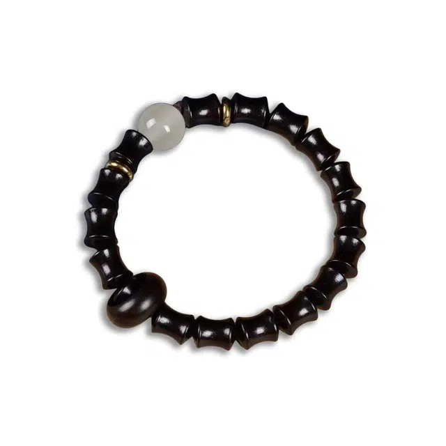 郁馨 新中式文艺步步高升竹节跑环单圈佛珠转运珠 绕指柔盘玩手饰本命年守护 学业有成#好运 黑檀 手串 男女同款情侣款