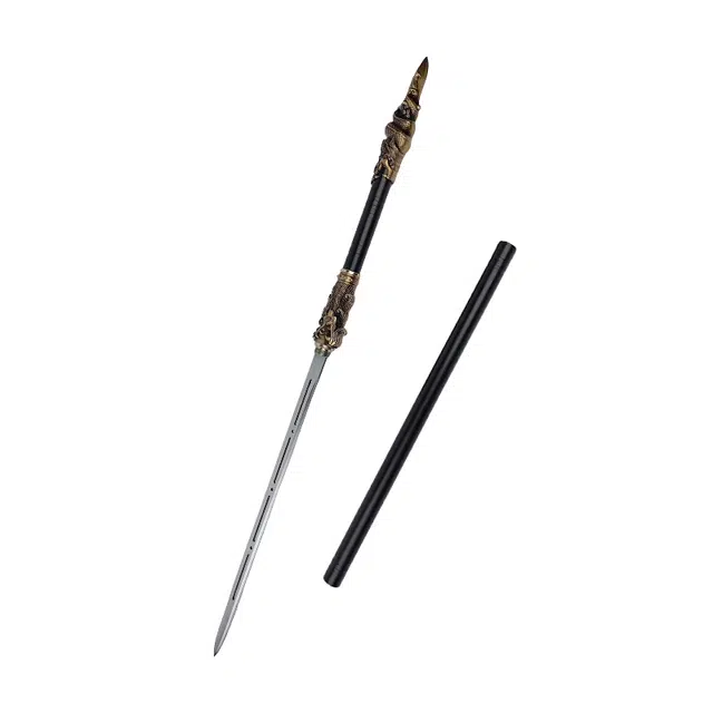 天字号 盘龙诸刃剑 高锰钢剑身可反接兵器金属手柄外鞘收藏未开刃 成品模型