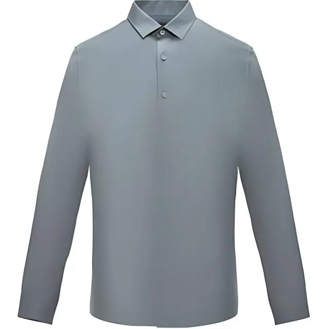 依文 纯色尖领耐磨长袖衬衫 男款 墨绿色