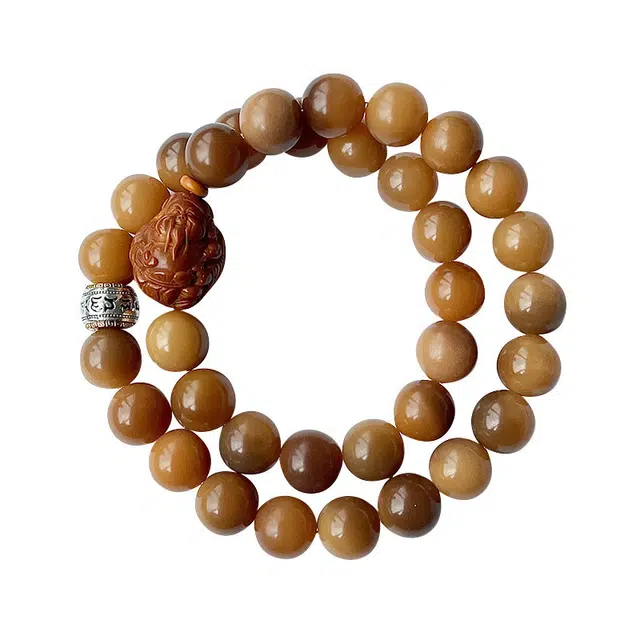 凯真 招财转运 八方来财 精雕财神设计款 复古风紫沫串珠双圈 文玩盘玩佛珠念珠转运珠 #好运 菩提根 手串 男女同款情侣款