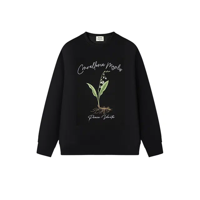 大白鲨 稻穗刺绣圆领时尚长袖卫衣 男款