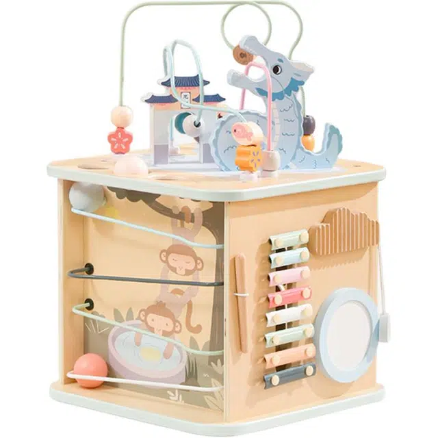 英氏 多功能游戏盒 忙碌箱串珠手敲琴迷宫 早教益智玩具