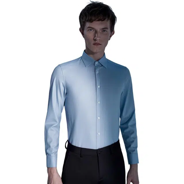 依文 商务休闲尖领长袖衬衫 男款 天蓝
