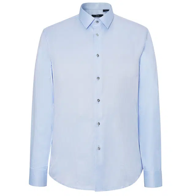 依文 商务绅士纯色休闲长袖衬衫 男款 浅蓝