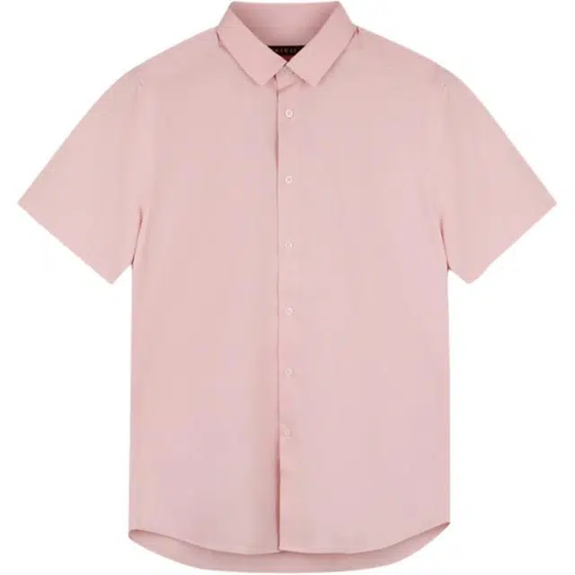 才子 商务薄款修身短袖衬衫 男款 橙红色