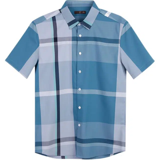 才子 柔滑透气亲肤短袖衬衫 男款 绿色