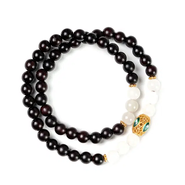 仙友 国风新中式文玩 双圈冰清叠戴 招财转运珠 好运连连 八方来财 小叶紫檀 手串 男女同款情侣款