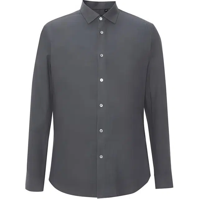 依文 商务休闲纯色长袖衬衫 男款 深灰