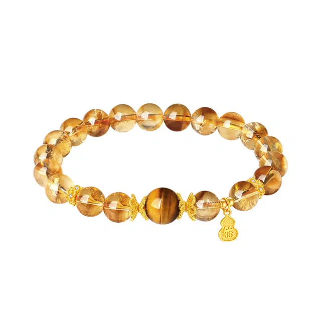 周大生 【四方吸金 日进斗金】虎眼石国风高级感葫芦福牌 招财转运纳福上岸#好运天然 黄水晶 手串 女款