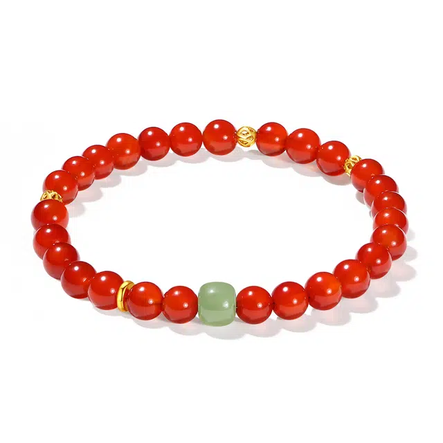 【普陀山官方已过香】 普陀山文创 守护本命年红色优雅高级细腻质感转运串珠好运降临一帆风顺#好运 玛瑙 玉石手串 男女同款情侣款