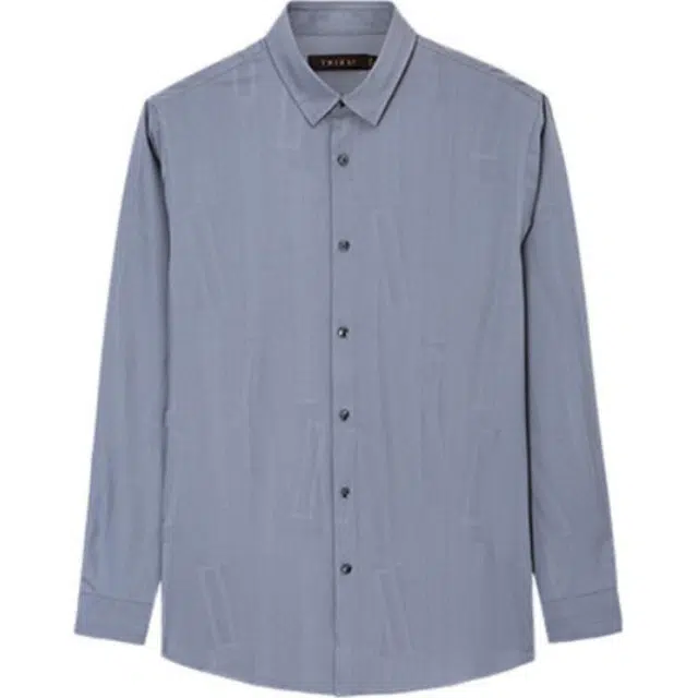 才子 植物纤维垂顺几何提花纹长袖衬衫 男款