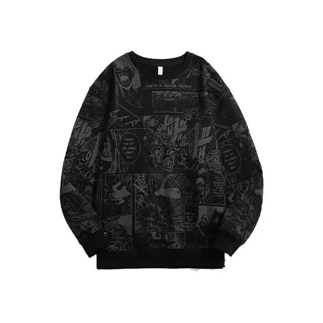赞仕 小众漫画印花百搭宽松二次元动漫长袖卫衣 男女同款