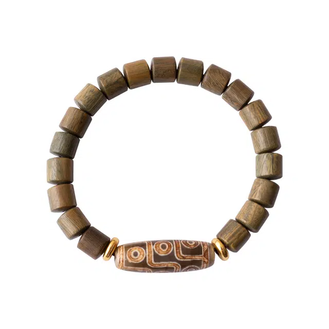 【蛇年大吉 八方来财】 周帝王 九眼天珠诸事顺利平安喜乐文玩盘玩檀木手串男士小众古风民族风 #好运 绿檀 木作手串 男女同款情侣款