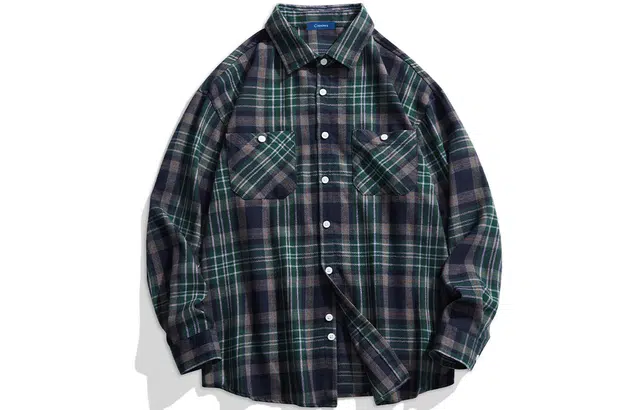 寻星记 融合多风格的宽松透气长袖格子服饰衬衫 男女同款