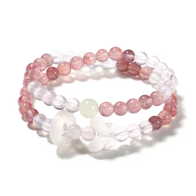 【普陀山官方已过香】 普陀山文创 蝶舞萦绕福迭财至滚滚财源暴富发财蝴蝶#好运 礼盒装 草莓晶 手串 女款