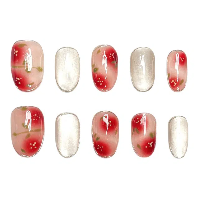 芮锦 酒心樱桃  穿戴甲 短款亮色晕染 猫眼 显白氛围感纯欲风