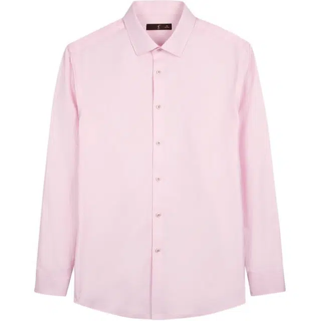 才子 亲肤柔软易打理纯色长袖衬衫 男款 粉红色