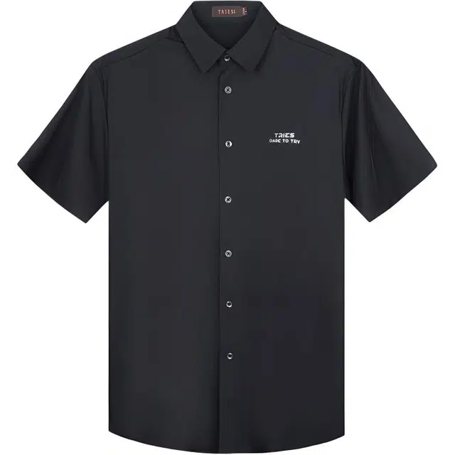 才子 字母印花休闲高弹力针织亲肤短袖衬衫 男款