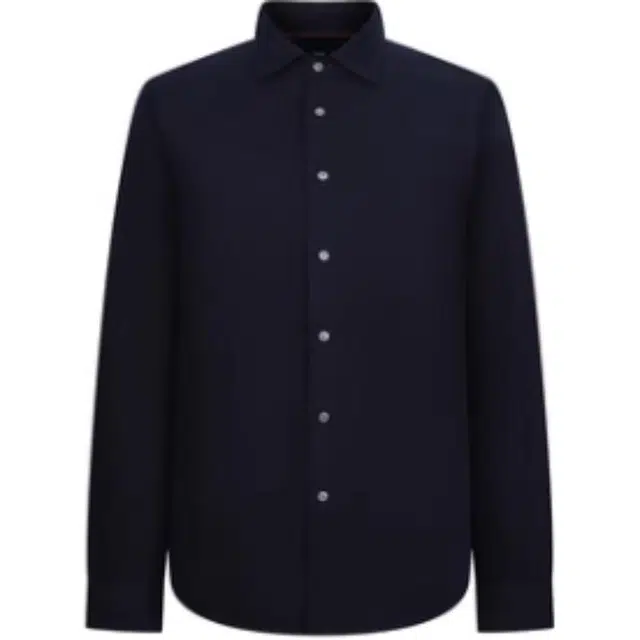 依文 纯色尖领商务休闲长袖衬衫 男款 藏蓝色