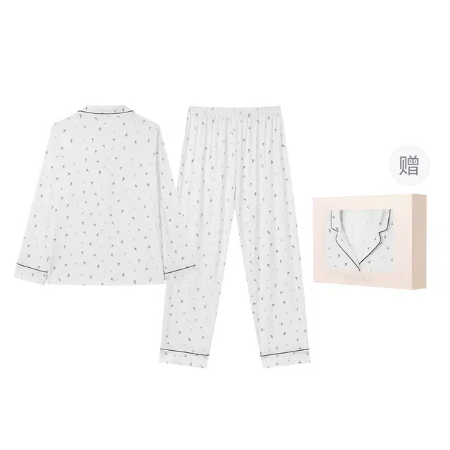 弗利少女 亲肤棉质舒适透气情侣家居服睡衣套装 春秋季 家居套装 女款