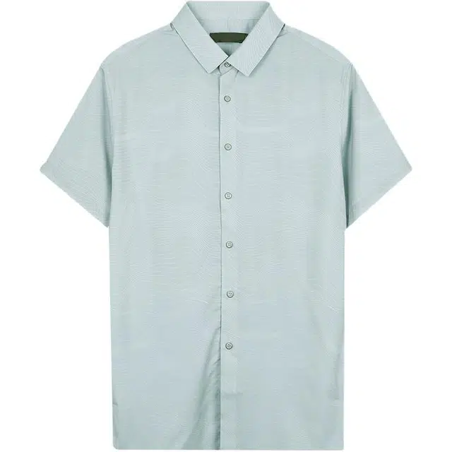 才子 透气商务休闲短袖衬衫 男款 灰蓝色