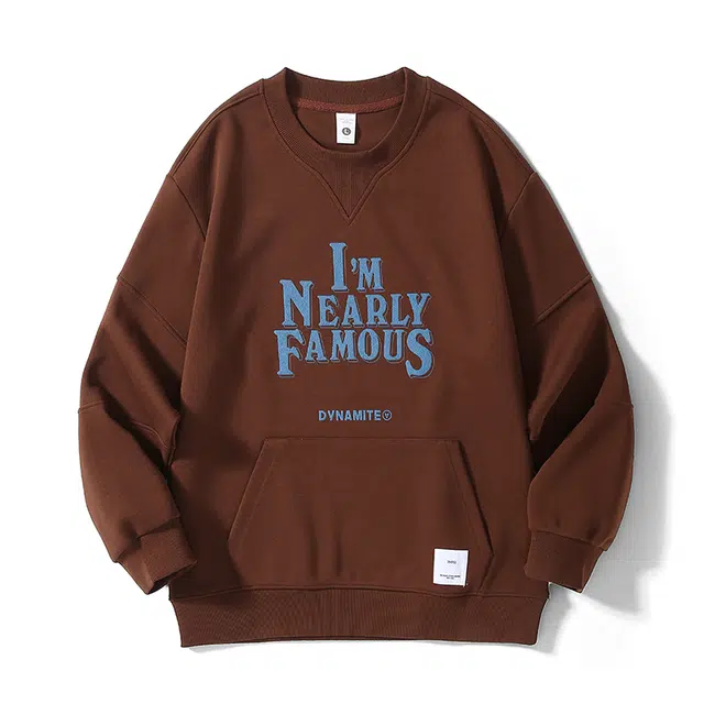 赞仕 美式街头拼接字母圆领套头长袖卫衣 男女同款