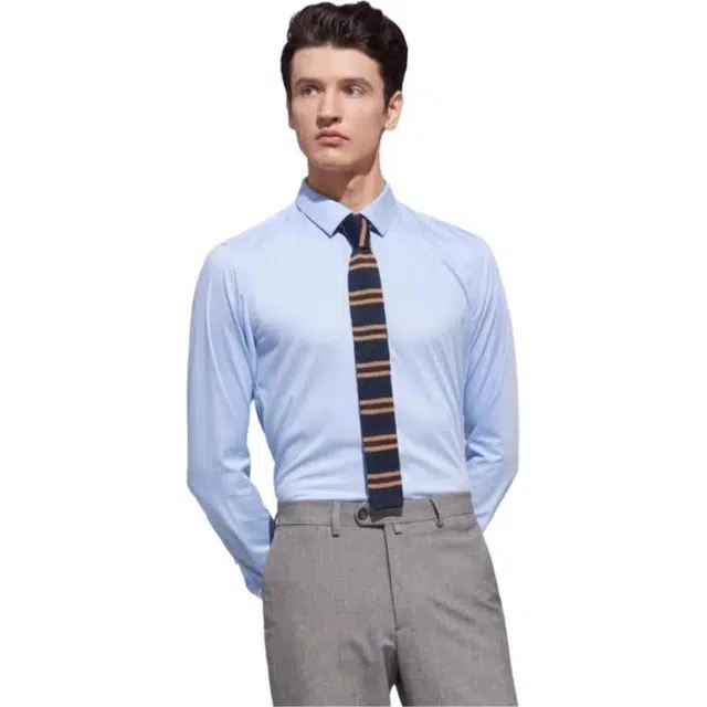 依文 商务休闲纯色长袖衬衫 男款