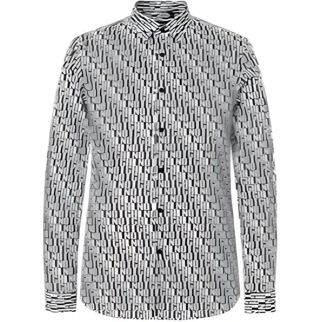 依文 尖领舒适透气长袖衬衫 男款 黑色