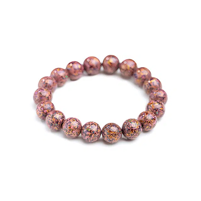 仙源 欧珀粉 诸事顺利平安喜乐小众佛珠纳福素串转运珠福禄吉祥国风新中式佛珠念珠 好运 大漆 手串 男女同款情侣款