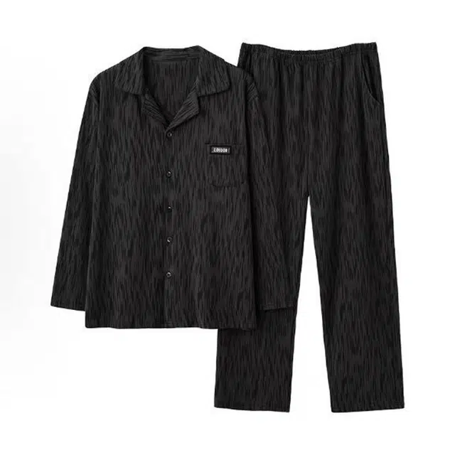 顶瓜瓜 高级感亲肤休闲透气可外穿家居服睡衣套装 男女同款 时尚黑