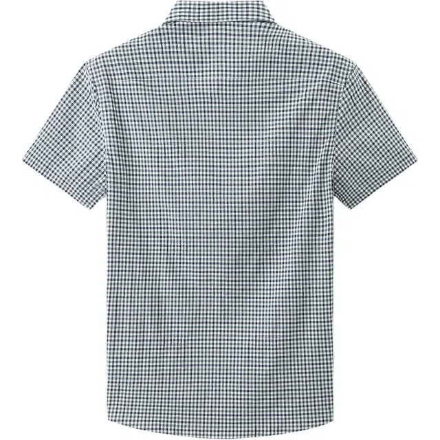 爱登堡 格子休闲正装爸爸装翻领短袖衬衫 男款