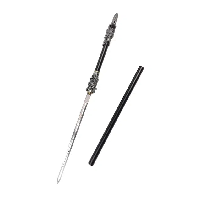 天子剑 盘龙诸刃剑 金属手柄外鞘高锰钢剑身可反接兵器收藏未开刃 成品模型