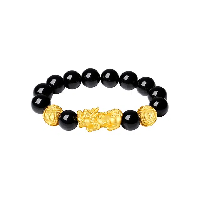 周百福 招财纳福吞金兽貔貅 国潮招财 财源滚滚 轻奢大气高级感 简约百搭气质#好运 黑曜石 手串 男款