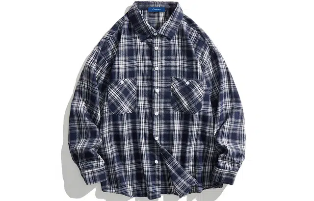 寻星记 融合多风格的宽松透气长袖格子服饰衬衫 男女同款